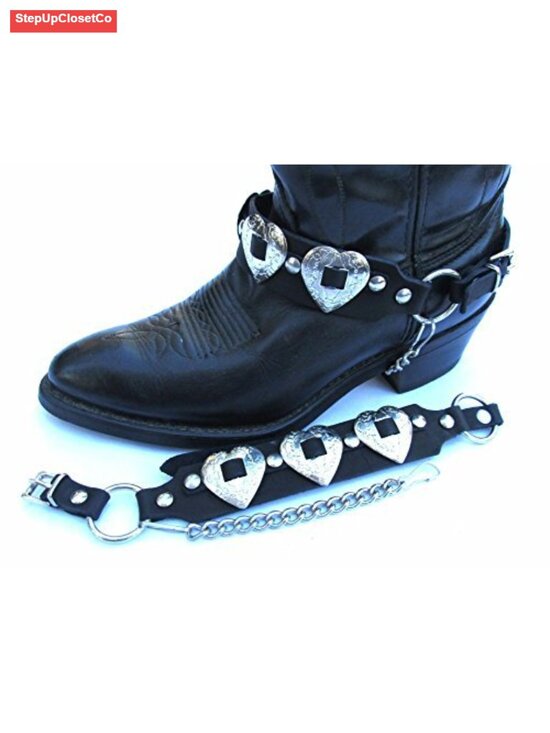 Genuine Topgrain Leather Western Harness Strap Chains with Heart Conchos main image 5